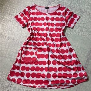 Red and White Swing Dress